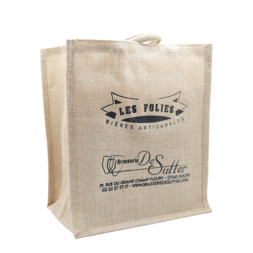 Sac porte-bouteilles en toile de jute